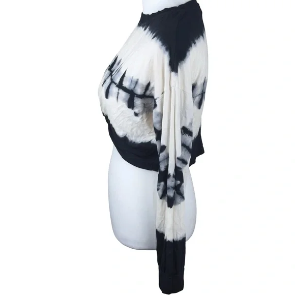 Mono B Tie Dye Twist Front Long Sleeve Crop Top Size Medium - Picture 7 of 8